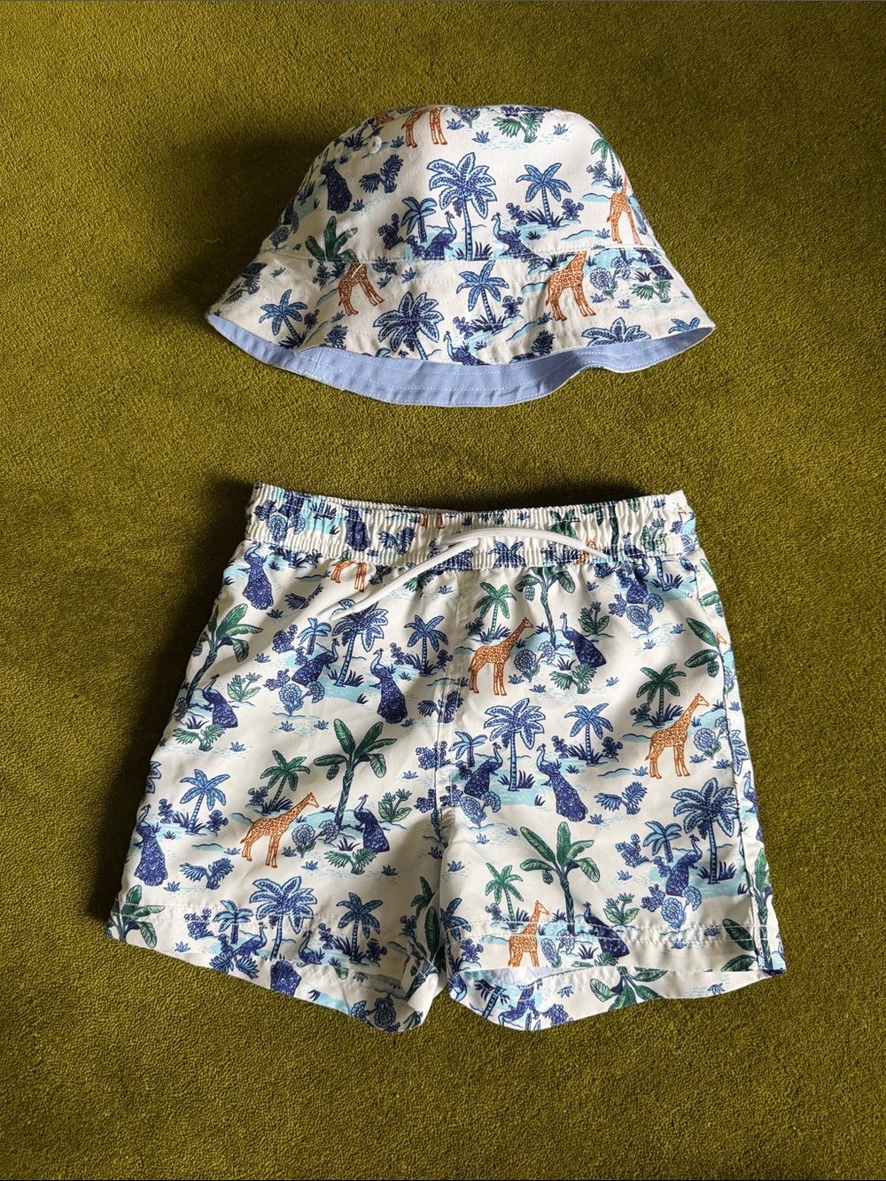 Janie and Jack Animal Print Swim Shorts & Matching Bucket Hat